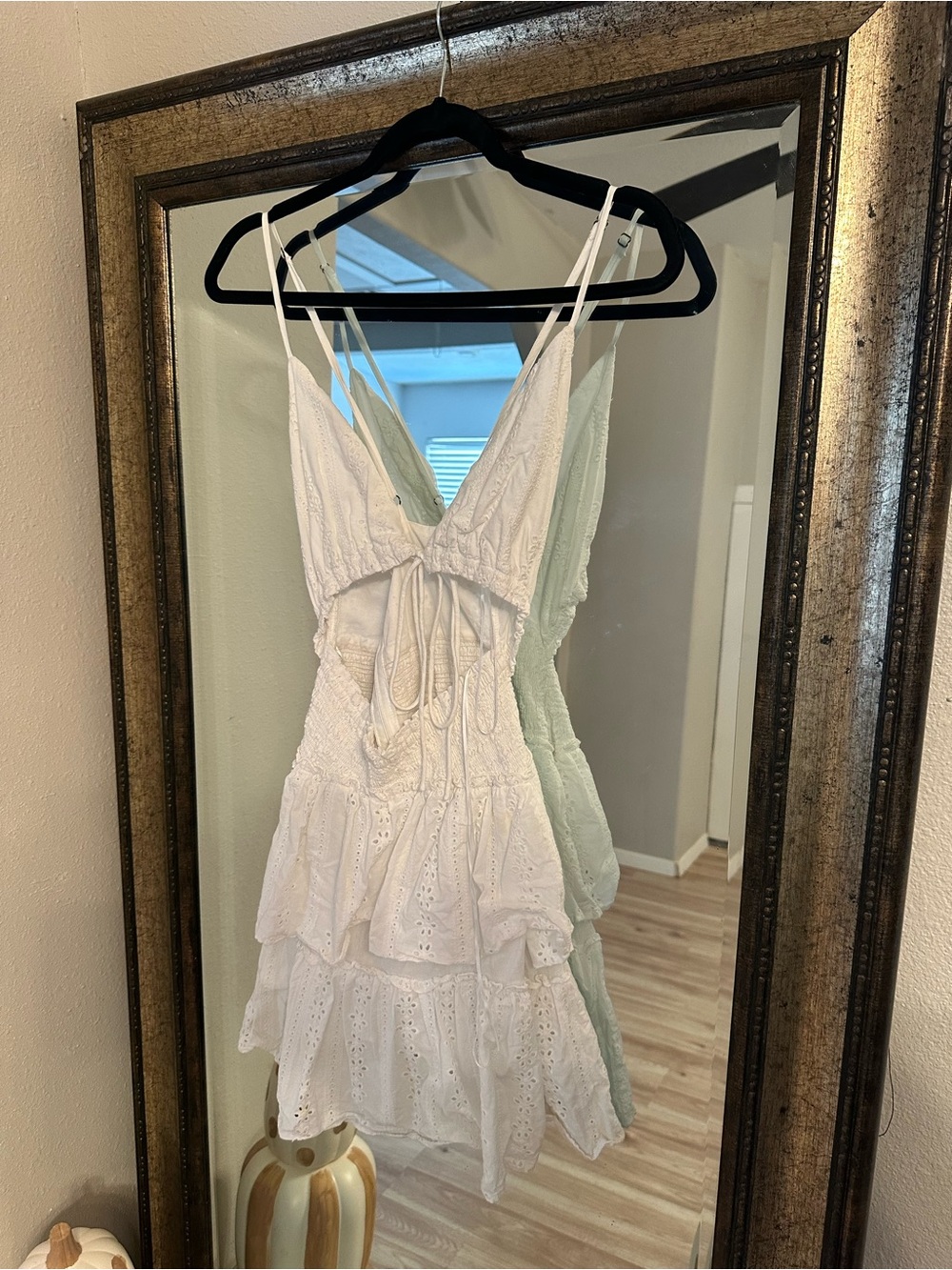 White Eyelet Tie-Front Mini Dress